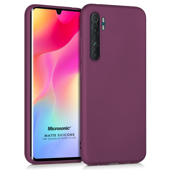 Microsonic Matte Silicone Xiaomi Mi Note 10 Lite Kılıf Mor 1