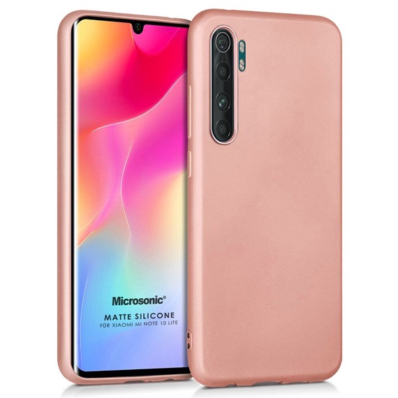 Microsonic Matte Silicone Xiaomi Mi Note 10 Lite Kılıf Rose Gold 1