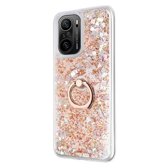 Microsonic Xiaomi Redmi K40 Pro Kılıf Glitter Liquid Holder Gold 2