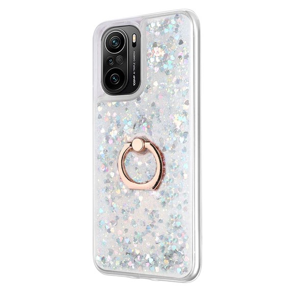 Microsonic Xiaomi Redmi K40 Kılıf Glitter Liquid Holder Gümüş 2