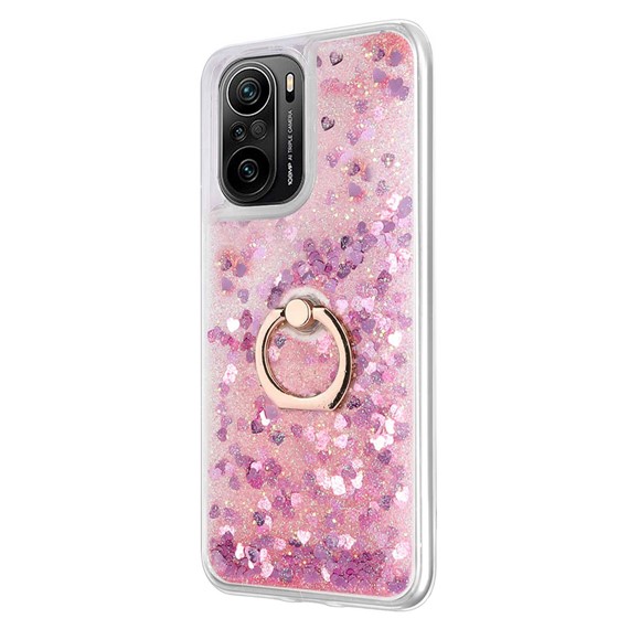 Microsonic Xiaomi Redmi K40 Kılıf Glitter Liquid Holder Pembe 2