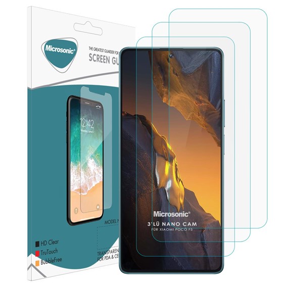 Microsonic Xiaomi Poco F5 Screen Protector Nano Glass Cam Ekran Koruyucu 3 lü Paket 2