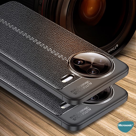 Microsonic Xiaomi Poco F7 Pro Kılıf Deri Dokulu Silikon Siyah 3