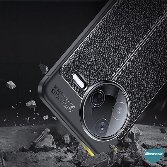 Microsonic Xiaomi Poco F7 Pro Kılıf Deri Dokulu Silikon Siyah 4