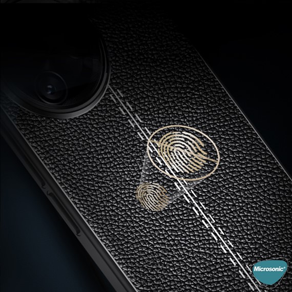 Microsonic Xiaomi Poco F7 Pro Kılıf Deri Dokulu Silikon Siyah 5
