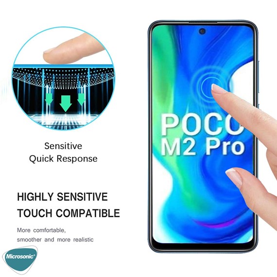 Microsonic Xiaomi Poco M2 Pro Tam Kaplayan Temperli Cam Ekran Koruyucu Siyah 3