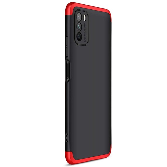 Microsonic Xiaomi Poco M3 Kılıf Double Dip 360 Protective Siyah Kırmızı 2