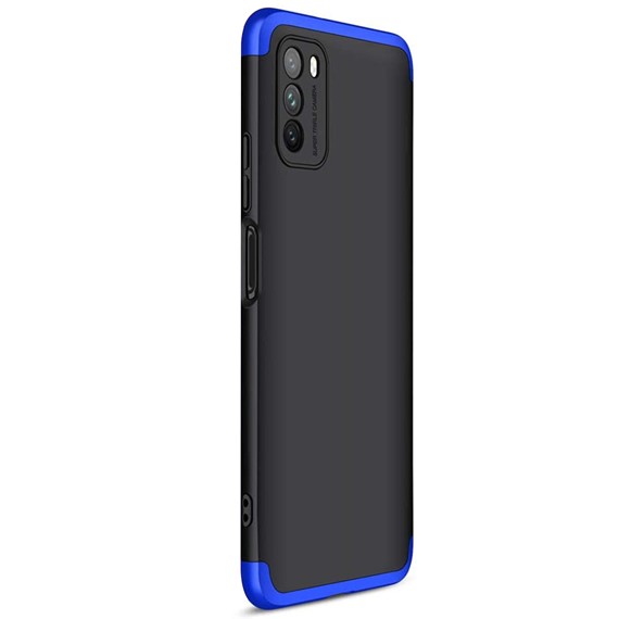 Microsonic Xiaomi Poco M3 Kılıf Double Dip 360 Protective Siyah Mavi 2