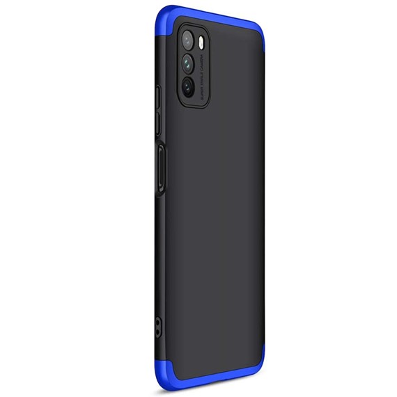 Microsonic Xiaomi Poco M3 Kılıf Double Dip 360 Protective Siyah Mavi 2