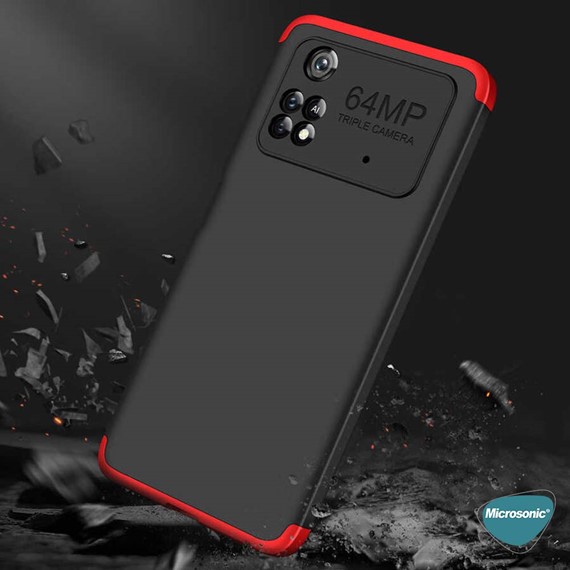 Microsonic Xiaomi Poco M4 Pro 4G Kılıf Double Dip 360 Protective Mavi 4