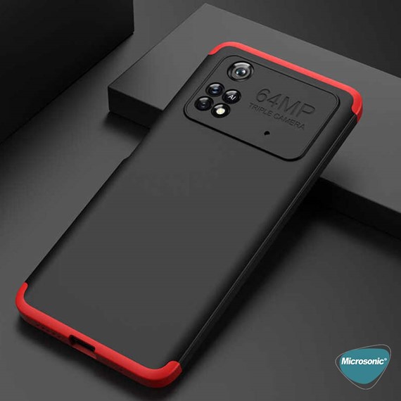 Microsonic Xiaomi Poco M4 Pro 4G Kılıf Double Dip 360 Protective Mavi 7