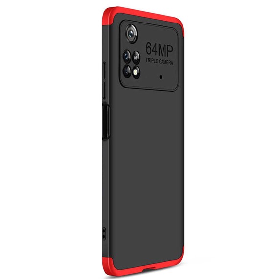 Microsonic Xiaomi Poco M4 Pro 4G Kılıf Double Dip 360 Protective Siyah Kırmızı 2