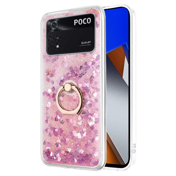 Microsonic Xiaomi Poco X4 Pro 5G Kılıf Glitter Liquid Holder Pembe 1