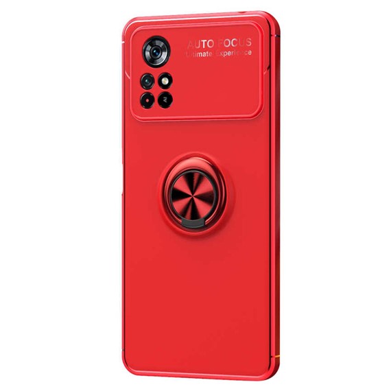 Microsonic Xiaomi Redmi Note 11T Kılıf Kickstand Ring Holder Kırmızı 2
