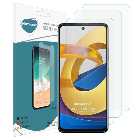 Microsonic Xiaomi Poco M4 Pro Screen Protector Nano Glass Cam Ekran Koruyucu 3 lü Paket 2
