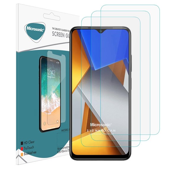 Microsonic Xiaomi Poco M4 Screen Protector Nano Glass Cam Ekran Koruyucu 3 lü Paket 1