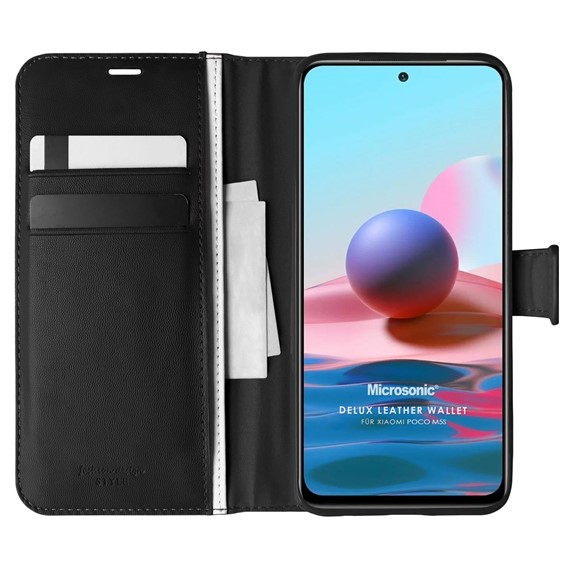 Microsonic Xiaomi Poco M5s Kılıf Delux Leather Wallet Siyah 1
