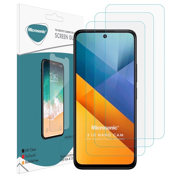 Microsonic Xiaomi Poco M6 Pro 5G Screen Protector Nano Glass Cam Ekran Koruyucu 3 lü Paket 2