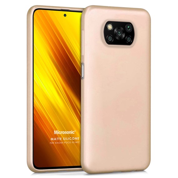 Microsonic Matte Silicone Xiaomi Poco X3 Pro Kılıf Gold 1