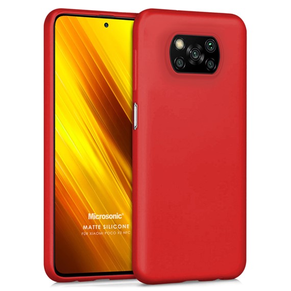 Microsonic Matte Silicone Xiaomi Poco X3 NFC Kılıf Kırmızı 1