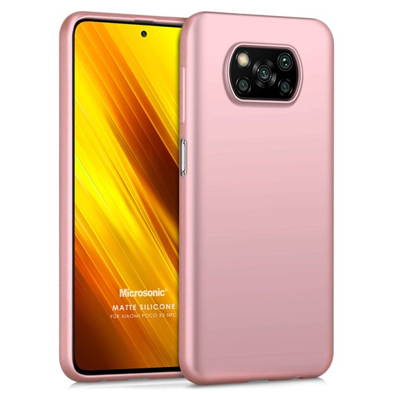 Microsonic Matte Silicone Xiaomi Poco X3 NFC Kılıf Rose Gold 1