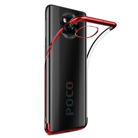 Microsonic Xiaomi Poco X3 NFC Kılıf Skyfall Transparent Clear Kırmızı 2