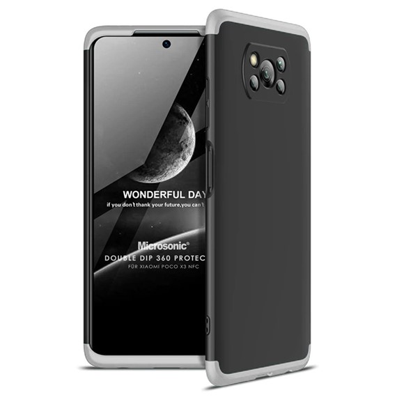 Microsonic Xiaomi Poco X3 NFC Kılıf Double Dip 360 Protective Siyah Gri 1