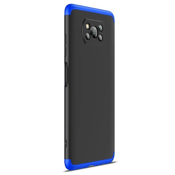 Microsonic Xiaomi Poco X3 Pro Kılıf Double Dip 360 Protective Siyah Mavi 2