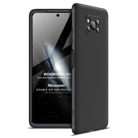 Microsonic Xiaomi Poco X3 Pro Kılıf Double Dip 360 Protective Siyah 1