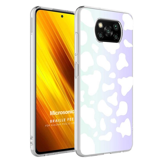 Microsonic Xiaomi Poco X3 NFC Braille Feel Desenli Kılıf Cow 1