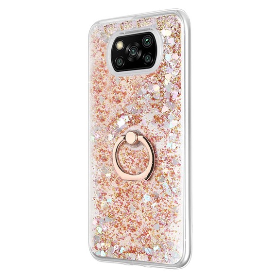 Microsonic Xiaomi Poco X3 Pro Kılıf Glitter Liquid Holder Gold 2