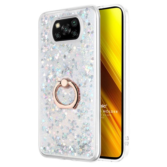 Microsonic Xiaomi Poco X3 Pro Kılıf Glitter Liquid Holder Gümüş 1