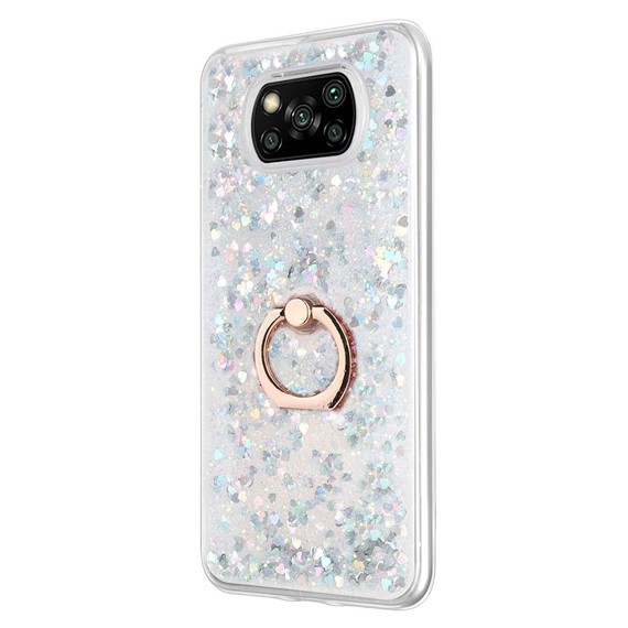 Microsonic Xiaomi Poco X3 Pro Kılıf Glitter Liquid Holder Gümüş 2