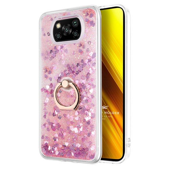 Microsonic Xiaomi Poco X3 Pro Kılıf Glitter Liquid Holder Pembe 1