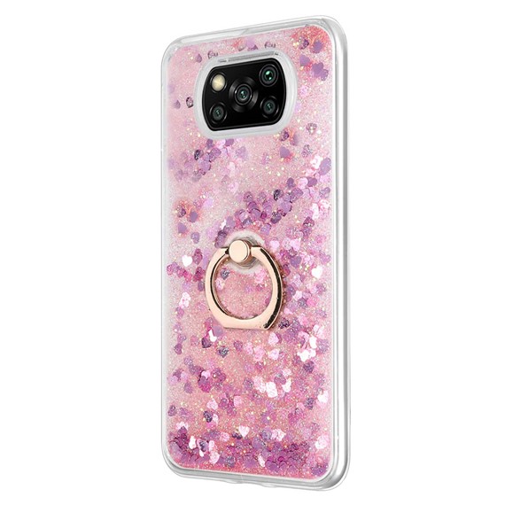 Microsonic Xiaomi Poco X3 Pro Kılıf Glitter Liquid Holder Pembe 2