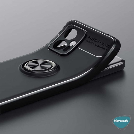 Microsonic Xiaomi Poco X4 GT Kılıf Kickstand Ring Holder Siyah 5