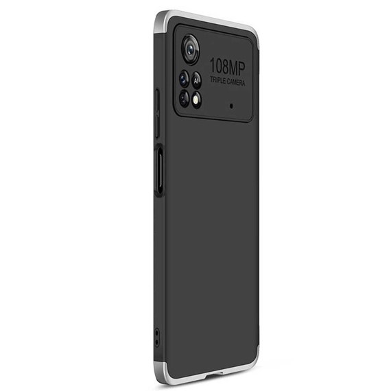 Microsonic Xiaomi Poco X4 Pro 5G Kılıf Double Dip 360 Protective Siyah Gri 2