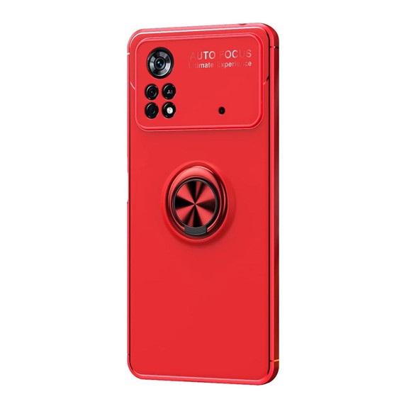 Microsonic Xiaomi Poco X4 Pro 5G Kılıf Kickstand Ring Holder Kırmızı 2