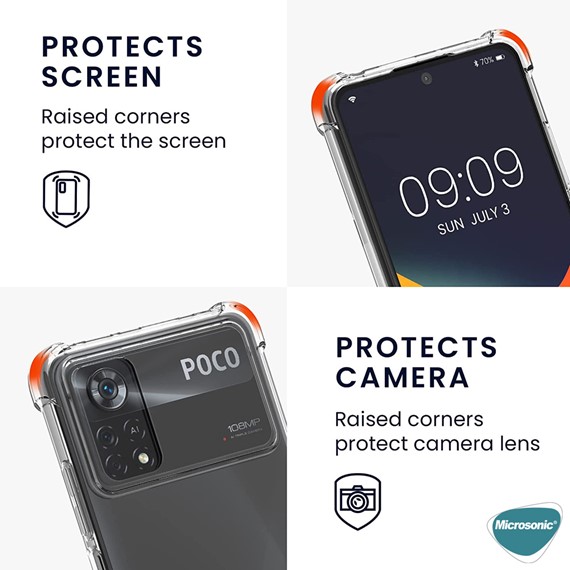 Microsonic Xiaomi Poco X4 Pro 5G Kılıf Shock Absorbing Şeffaf 3