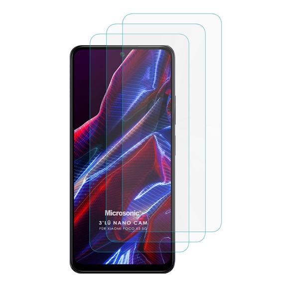 Microsonic Xiaomi Poco X5 5G Screen Protector Nano Glass Cam Ekran Koruyucu 3 lü Paket 1