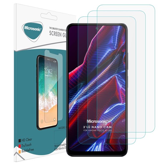 Microsonic Xiaomi Poco X5 5G Screen Protector Nano Glass Cam Ekran Koruyucu 3 lü Paket 2