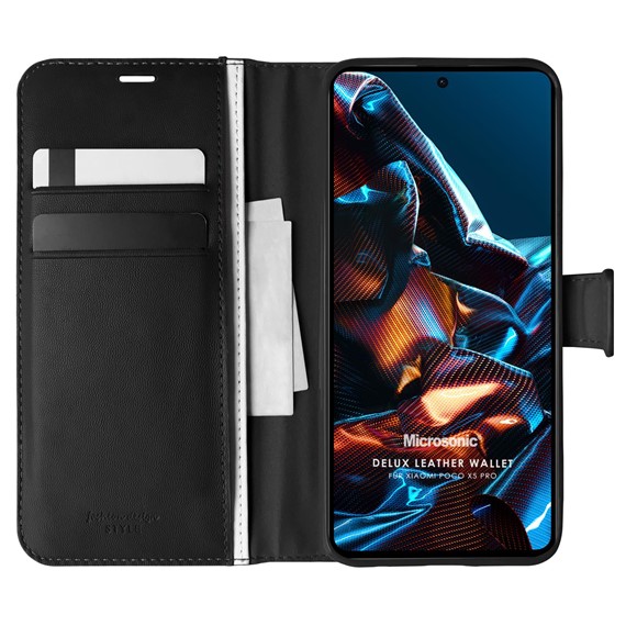 Microsonic Xiaomi Poco X5 Pro Kılıf Delux Leather Wallet Siyah 1