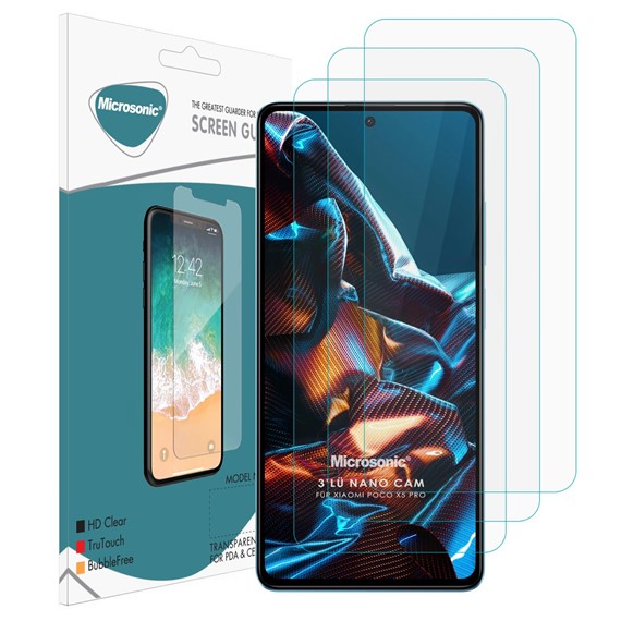 Microsonic Xiaomi Poco X5 Pro Screen Protector Nano Glass Cam Ekran Koruyucu 3 lü Paket 2