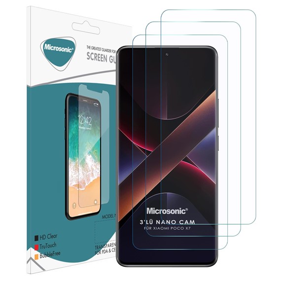 Microsonic Xiaomi Poco X7 Screen Protector Nano Glass Cam Ekran Koruyucu 3 lü Paket 2