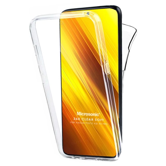 Microsonic Xiaomi Poco X3 Pro Kılıf 6 Tarafı Tam Full Koruma 360 Clear Soft Şeffaf 1