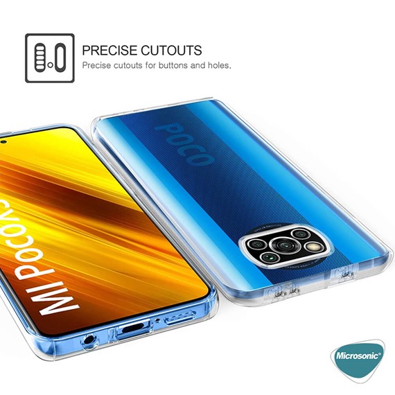 Microsonic Xiaomi Poco X3 NFC Kılıf 6 Tarafı Tam Full Koruma 360 Clear Soft Şeffaf 6