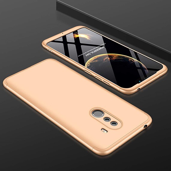 Microsonic Xiaomi Pocophone F1 Kılıf Double Dip 360 Protective Gold 3