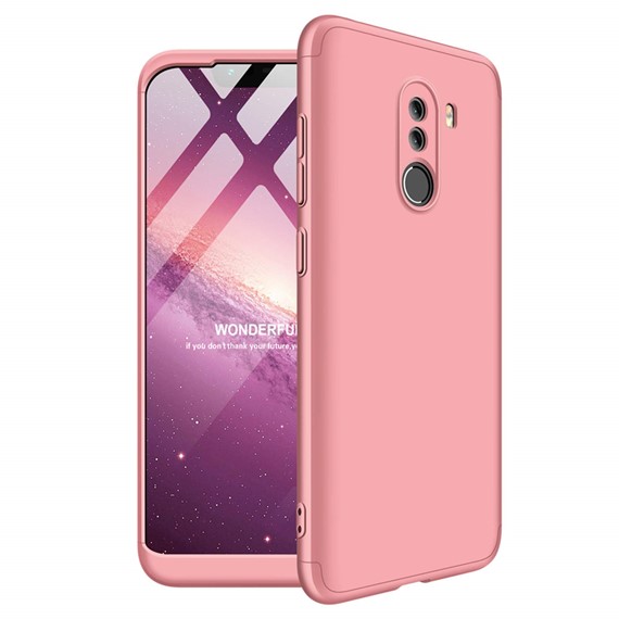 Microsonic Xiaomi Pocophone F1 Kılıf Double Dip 360 Protective Rose Gold 1