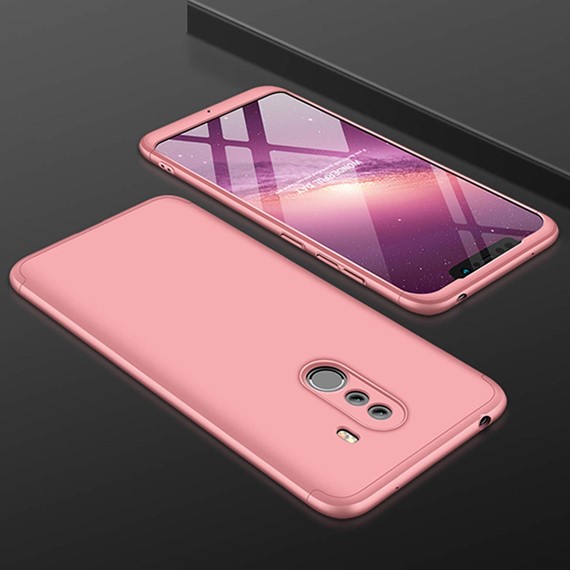 Microsonic Xiaomi Pocophone F1 Kılıf Double Dip 360 Protective Rose Gold 3