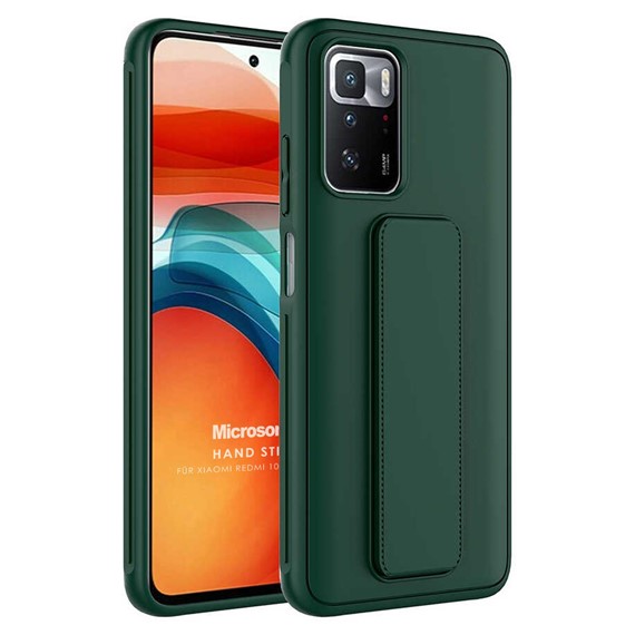 Microsonic Xiaomi Redmi 10 Kılıf Hand Strap Koyu Yeşil 1